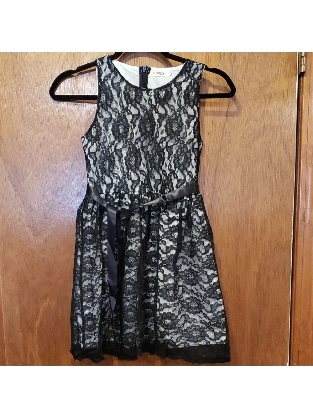 New Elegant Black Lace Kids Dress With Cotton Liner.